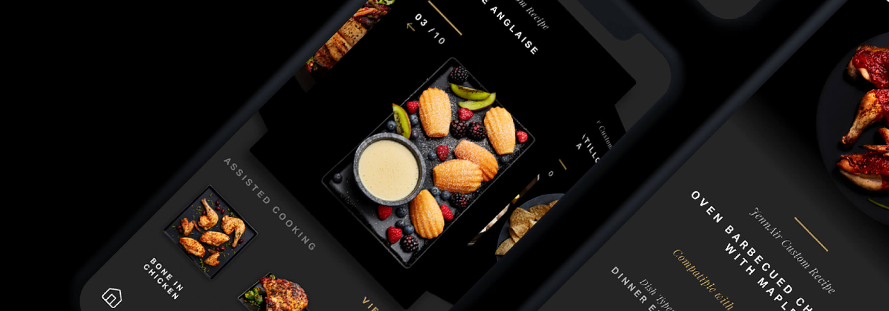 Un téléphone affichant des recettes disponibles sur le Centre culinaire JennAir®.